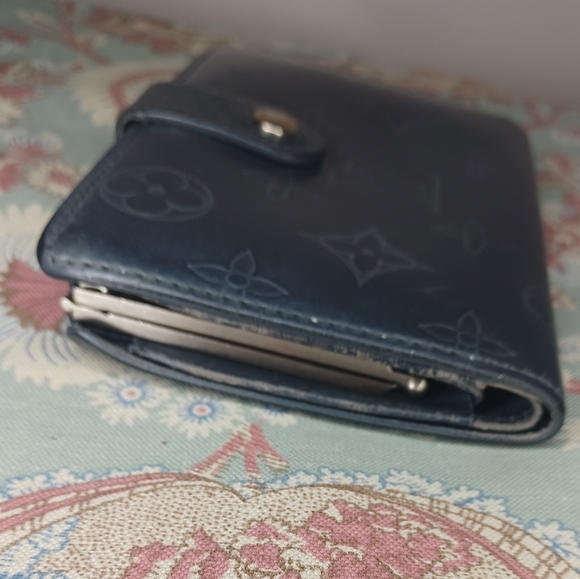 Louis Vuitton Blue Monogram Vernis French Purse Compact Kisslock Wallet - Picture 3 of 16